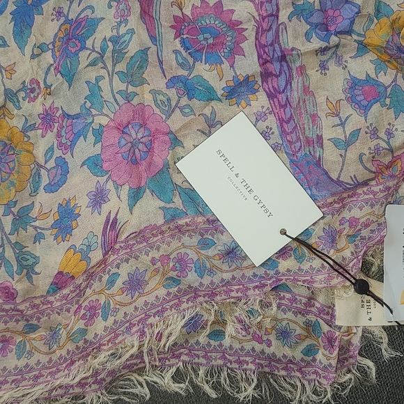 New spell designs lovebird vintage travel scarf love bird chamomile one size os - Picture 12 of 16